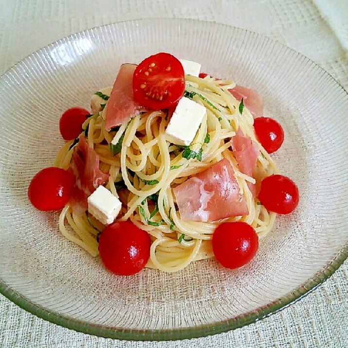 生ハムと大葉の冷製パスタ